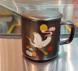 PORCELAIN TEA CUP WITH HANDLE AND LID, NANO TITANIUM COATED - EXCLUSIVE TECHNOLOGY